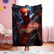 1pc Retro Cartoon Style Throw Blanket,S-Pider-Man Print Blanket,Cartoon Character Printed Blanket,All-Season Universal Nap Blanket,Character Home Decor Blanket,Modern Fashion Gift Suitable For Home Bedroom Bed Sofa Office Lunch Break Cover Picnic Blanket - Nhiều màu - Xem 2
