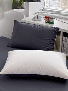 New Solid Color Patchwork Nordic Style Simple Polyester Duvet Cover 3 Pieces Set - White - View 6