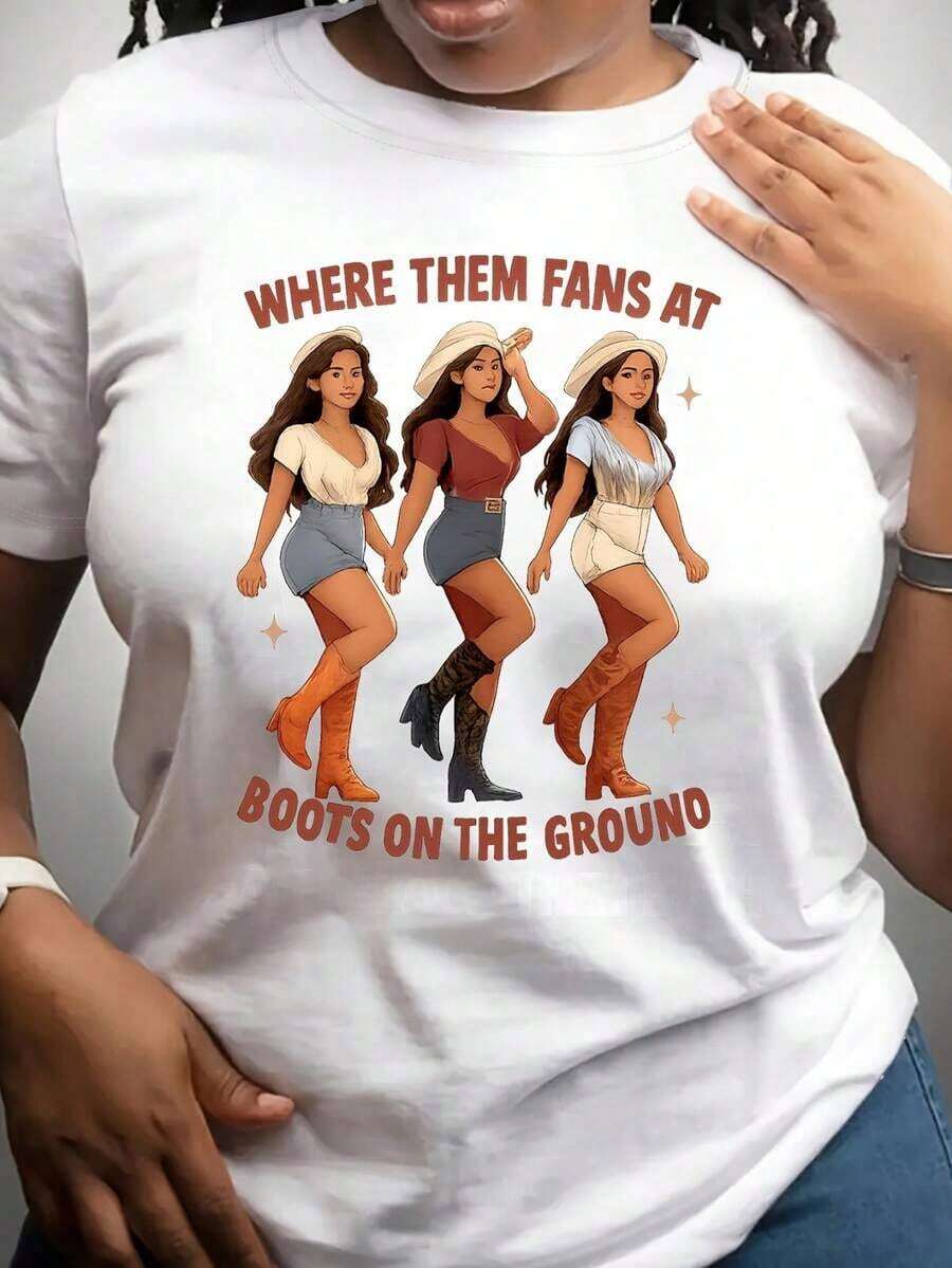 Where Can I Find The Western Dance Supporters T-Shirt? Where Are Those Western Dancers Who Dance On The Floor In Boots? New Women's T-Shirts For Spring And Summer - Fun Everyday Outfits - Gift Must-Haves - 白色 - 查看 1