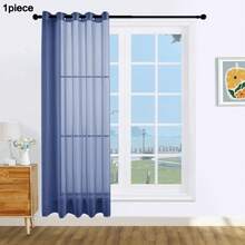 1 Stück und 2 Stück transparente Vorhänge/Ösen-Vorhänge/Mehrere Farben verfügbar/Halbtransparente Vorhänge/Lichtfilternde luftige transparente Vorhänge/Universelle dünne transparente Vorhänge für das ganze Haus, atmosphärische Fensterdekoration transparente Vorhänge, geeignet für Wohnzimmer/Schlafzimmer Vorhänge/Dekorative Vorhänge, - marineblau - Übersicht 21