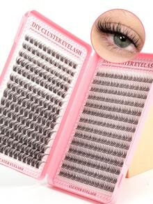 336 PCS 2 Styles Lash Individual Lash Clusters 0.07mm C D Curl 8-16mm Mixed Length Natural Fluffy Faux Mink DIY Eyelash Extensions Home Makeup Extensions Natural Wispy Soft Lightweight Reusable DIY Segmented Lashes For Beginners - C/D MIX - View 2