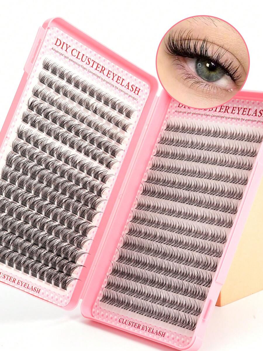 336 PCS 2 Styles Lash Individual Lash Clusters 0.07mm C D Curl 8-16mm Mixed Length Natural Fluffy Faux Mink DIY Eyelash Extensions Home Makeup Extensions Natural Wispy Soft Lightweight Reusable DIY Segmented Lashes For Beginners