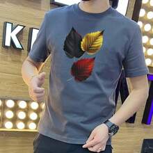 American Style Summer T-Shirt, Fashion Brand, Made Of High-Grammage Pure Cotton, Short Sleeve, Round Neck, Loose Fit, Versatile New Print Style For Men. - 黑色 - 查看 8