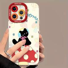 Funda para móvil con un bonito diseño de gato y setas, compatible con Samsung, Apple, VIVO, OPPO,  y Honor. Fabricada en TPU, ofrece protección contra golpes y caídas. Un regalo perfecto para amigos y familiares. - Blanco - Ver 6
