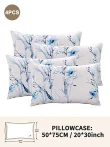 1 pièce/2 pièces/4 pièces Taie d'oreiller imprimée de plantes et de fleurs, respirante, douce et confortable, avec fermeture enveloppe pour la décoration de la chambre, du canapé et du salon. Décoration d'inspiration vintage pour la chambre, le salon. Parure de lit à la mode, sans oreiller, convient pour toutes les saisons. - Multicolore - Voir 25