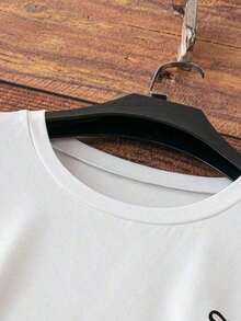 Loose-Fitting Short-Sleeved Blouse With A Bow Print And Wide Shoulders, Made Of Wrinkle-Resistant Cotton. Women's T-Shirts, Women's Blouses, Casual Blouses For Ladies - 白色的 - 查看 4