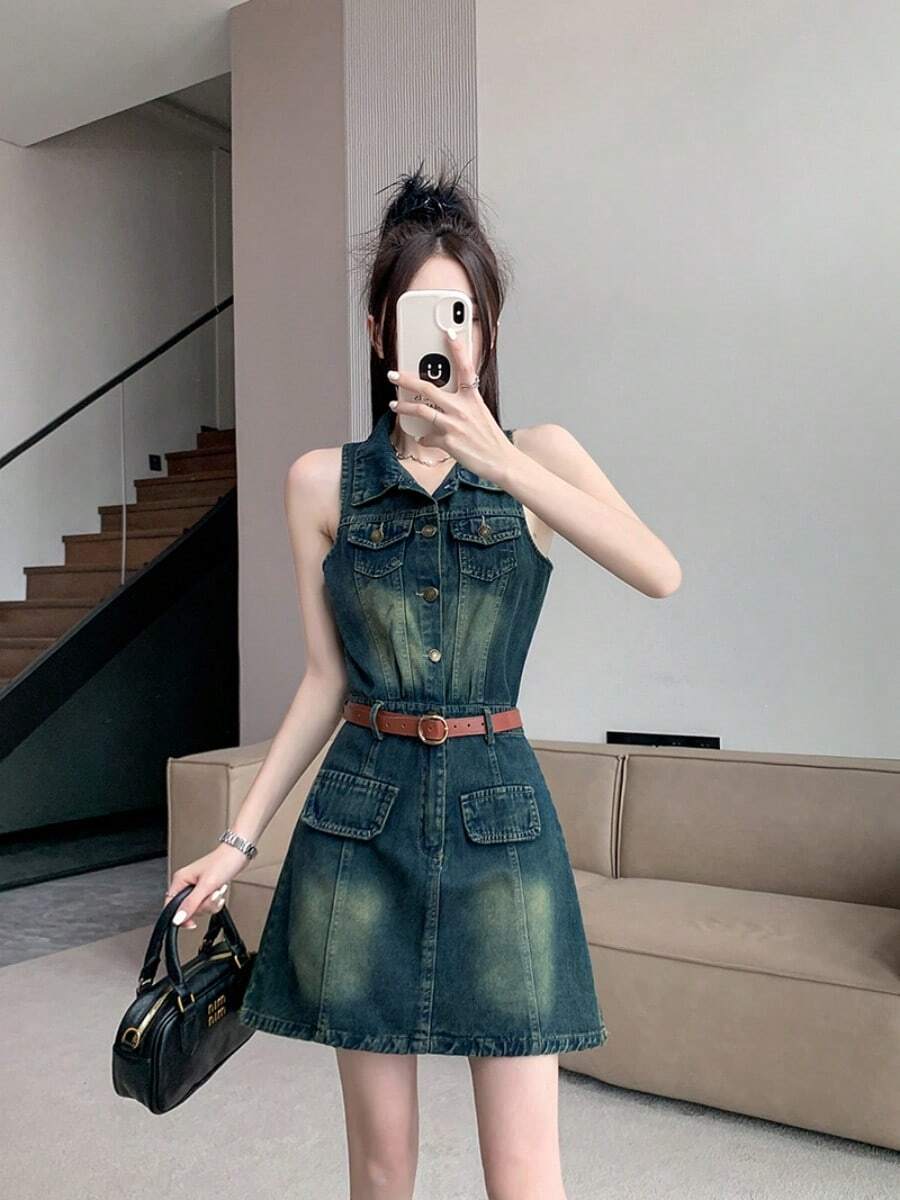 Women Short Dresses - Blue - View 1