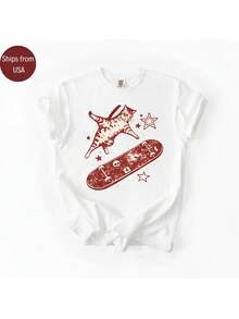 1 Piece Y2K T-Shirt With Skateboard Cat Design, Y2K T-Shirt With Retro 90s Aesthetic And Kitten Design, T-Shirt With Rocker Girlfriend Aesthetic And Cat, Vintage Decadent Style Top With Forest And Skateboard Design, 180g 100% Cotton. - 黑色 - 查看 6