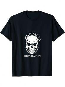 Unisex T-Shirt, Retro T-Shirt With A Graphic Design And The Phrase "Viva La Boca Raton", With A Round Neck And Short Sleeves. Ideal For Casual Streetwear In Summer And Spring, Celebrating Boca Raton Culture. Available In Matching Styles For Both Men And Women. Women's Clothing, Casual Blouses, Women's Shirts, Daily Casual Outfit, Regular Fit, Daily Matching, Graphic Printed, Sporty Casual - 黑色 - 查看 5
