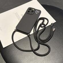 Convenient Lanyard Phone Case With Adjustable Lanyard And Shoulder Strap, Minimalist Heart Design, Shockproof TPU Protective Case Compatible With Apple Phones - Multicolor - View 2