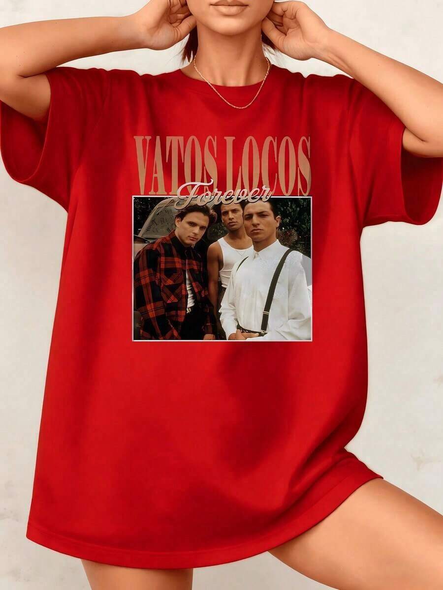 Women's Retro Graphic Print T-Shirt, 100% Cotton, Crew Neck, Casual Style, 1 Piece. Excellent Gifts For Friends And Family. - 紅色 - 查看 1