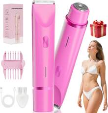 2025 Womens Shaver Dual-Head Bikini Trimmer For Women 2-In-1 Women's Body Shaver USB Charge Waterproof Painless Electric Razors For Silk Skin,IPX7,Valentine's Day Gift (Pink/Purple/Black/Blue/White) - 玫紅色 - 查看 10