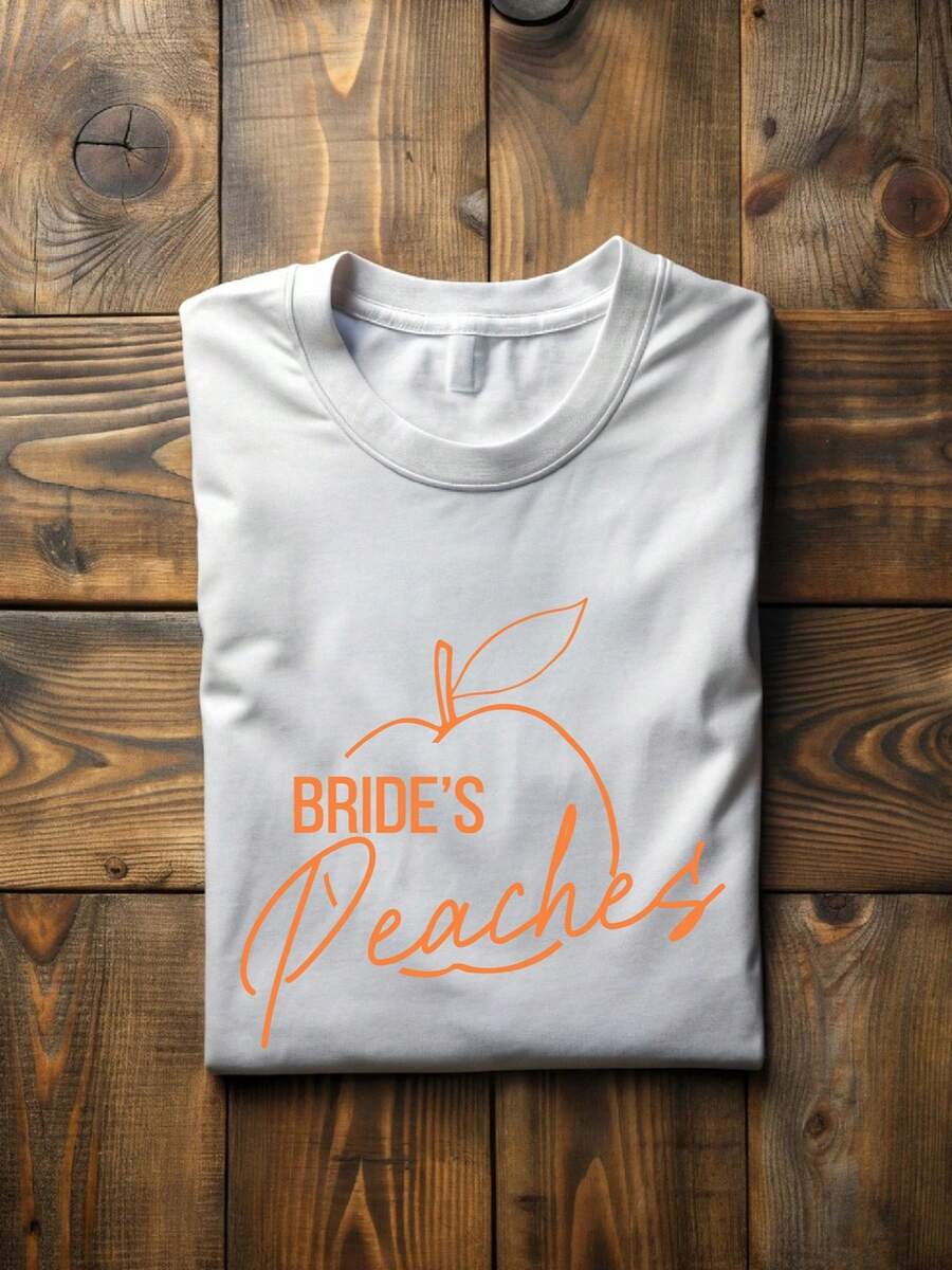 Camiseta AT-227 Bride Peach Blossom Bach, Camiseta de boda Peach Blossom, Camiseta a juego para damas de honor, Camiseta Peach Blossom para regalo de fiesta, Camiseta divertida para fiesta nupcial, blusas para mujer, playeras de mujer, vestidos casuales para mujer, y2k, playeras deportivas para mujer, camisetas de verano, ropa de mujer, moda perfecta para el día a día. - Blanco - Ver 1