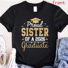 100% Cotton T-Shirt "Beautiful Sister Proud Graduate Of 2026" - Unisex, Round Neck, Comfortable And Soft To Wear, Cotton T-Shirt For Everyday Use. - 黑色 - 查看 6