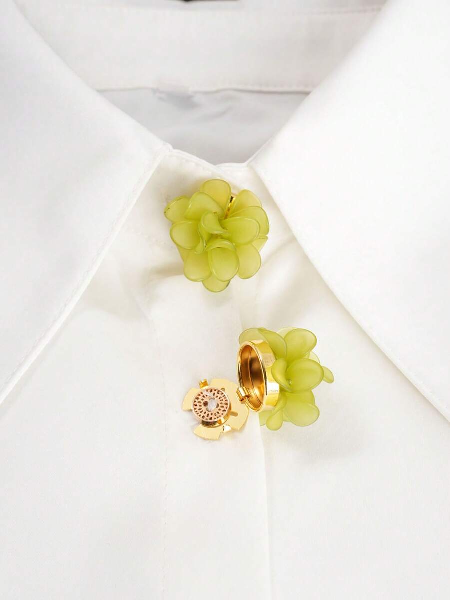 2 Stücke Knopfabdeckungen für Hemden, süße Acrylblumen Manschettenknöpfe mit Farbverlauf, modische Kleidungsaccessoires Hemdkragen Clip, ohne Nähen Knopfabdeckung, Dekoration für Damenkleider am Strand - Stern - Übersicht 1