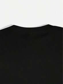 Camiseta de Verano para Mujer, Top de Manga Corta a para Vacaciones, Estampado Tropical Floral con Diseño Solares, Cuello Redondo, Camiseta Deportiva Casual Versátil, Tela Cómoda y Transpirable con Elasticidad Media, Top de para Mujer, Regalo para, Estilo Veraniego - Negro - Ver 5