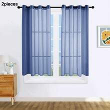 1 Stück und 2 Stück transparente Vorhänge/Ösen-Vorhänge/Mehrere Farben verfügbar/Halbtransparente Vorhänge/Lichtfilternde luftige transparente Vorhänge/Universelle dünne transparente Vorhänge für das ganze Haus, atmosphärische Fensterdekoration transparente Vorhänge, geeignet für Wohnzimmer/Schlafzimmer Vorhänge/Dekorative Vorhänge, - marineblau - Übersicht 16
