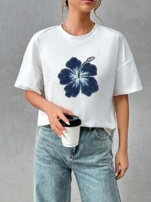 Camiseta básica minimalista de mujer de algodón suave, con parte delantera corta y parte trasera larga, estilo elegante adecuado para salidas, combinaciones, viajes, vacaciones, playa, fiestas, cumpleaños, festivales de música - Blanco 2 - Ver 6