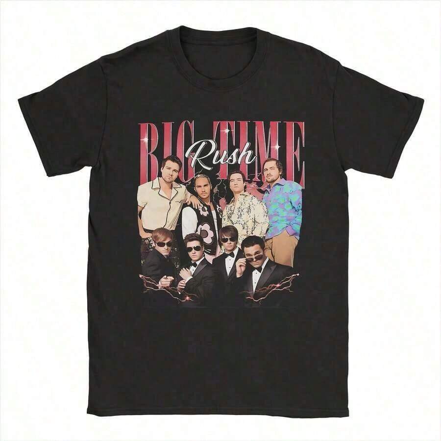 Women's% Cotton-shirtCamiseta de la banda Big,% algodón, para hombre, de verano, estampada, de manga corta, estilo Y2K.Lightweight, breathable, summer best-seller - Negro - Ver 1