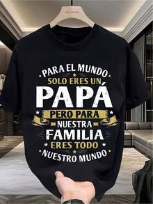 Camiseta para hombre, ideal para el Día del Padre, regalo perfecto para papás, reuniones familiares, verano, ligera y transpirable, manga corta SML XL XXL XXXL - Negro - Ver 1