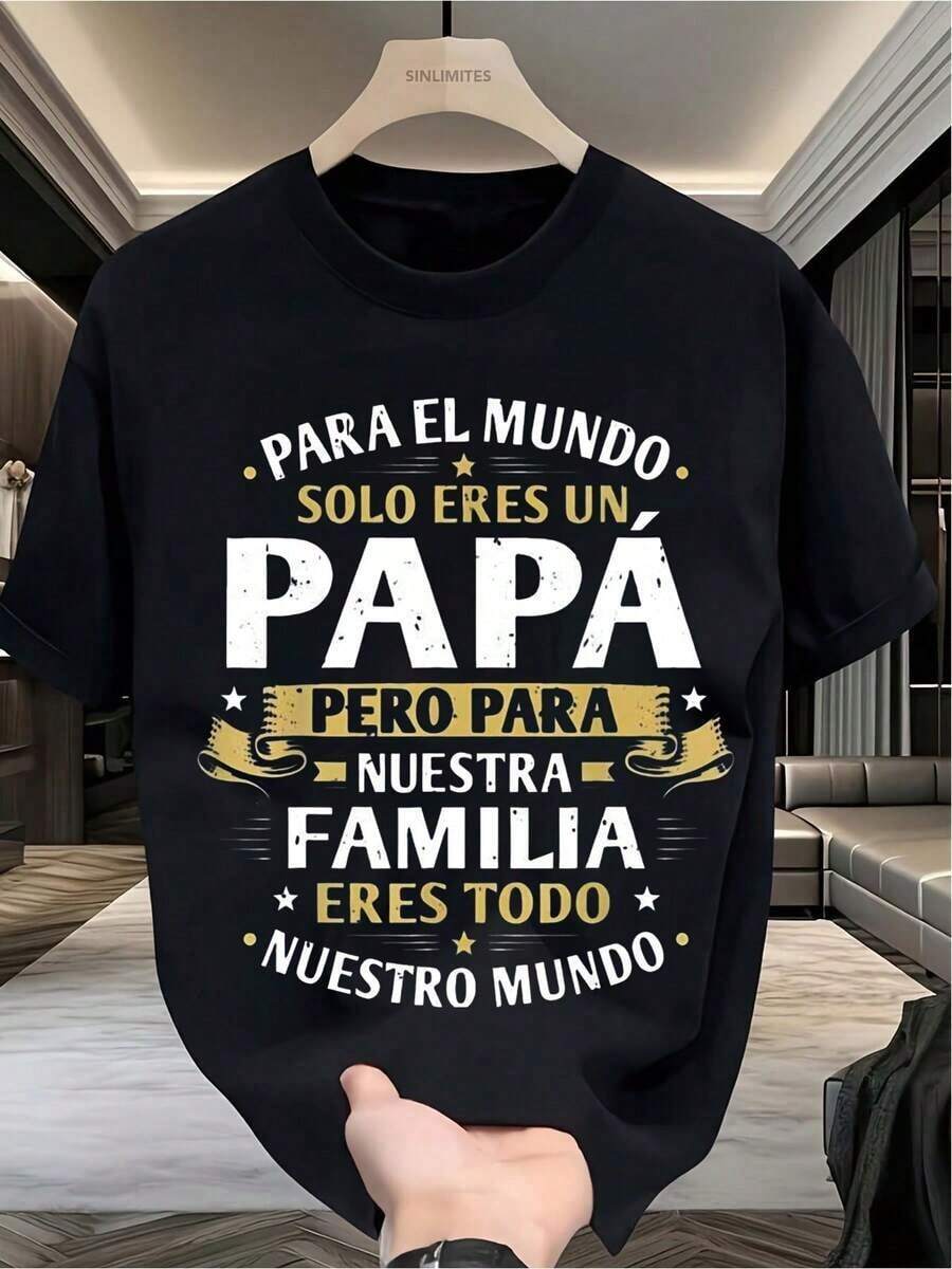 Camiseta para hombre, ideal para el Día del Padre, regalo perfecto para papás, reuniones familiares, verano, ligera y transpirable, manga corta SML XL XXL XXXL - Negro - Ver 1
