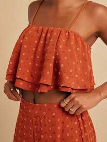 Top de tirantes de lunares & Pantalones de pierna ancha - Verde - Ver 10
