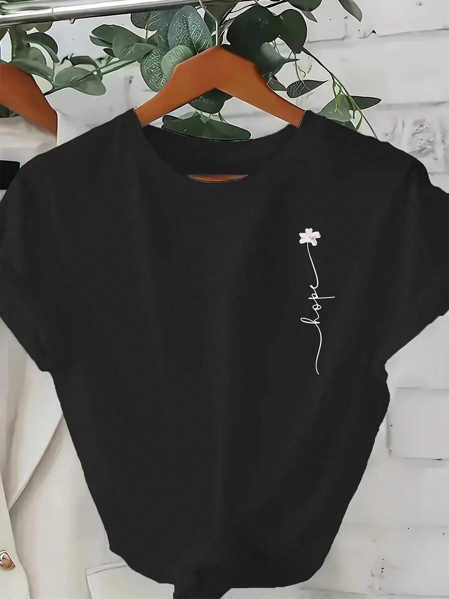 Women's Crew Neck T-Shirt - Black - View 1