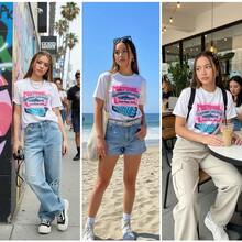 Camisetas Gráficas Vintage Lindas para Mujer, Camiseta de Algodón Y2k de Talla Grande, Top Casual de Verano para Playa - Blanco - Ver 5