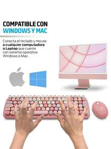 Redlemon Kit de Teclado y Mouse Inalámbrico Diseño Retro Vintage USB - Ver 6