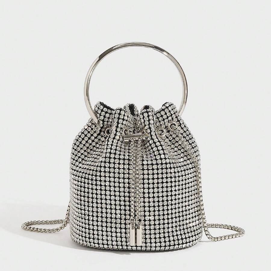 Dinner Bag Diamond Bag 2026 Spring New Fashion Chain Diamond One-Shoulder Diagonal Bucket Bag Wholesale - Silver - View 1