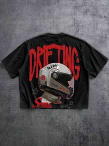 Manfinity Men's Cartoon Letter Graphic T-Shirt - Black - View 8