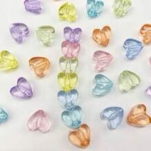 60pcs Transparent Candy Color Heart Acrylic Beads, Clear Love Shaped Spacer Beads For Jewelry Making Diy Bracelet Necklace - Multicolor - View 9