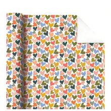 Giấy gói quà cuộn 5m, họa tiết trái tim nhiều màu sắc, một mặt, kích thước 43cm*500cm, giấy tráng phủ dày dặn, thích hợp để tự làm quà sinh nhật, đám cưới, tiệc độc thân, quà tặng ngày Valentine và sử dụng trong các dịp lễ. - Trái tim nhiều màu sắc - 5m - Xem 7