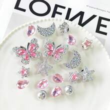 18pcs/Set Silver & Pink Bow, Rhinestone, Star, Moon Shoe Decorations, Suitable For Women Shoes, Sandals, Slippers DIY, Excellent Gift Choice - Silver Pink - View 5