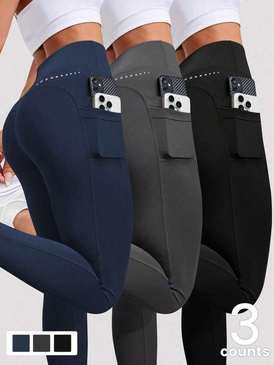 Velisys 3-Piece Set + Regular Pants + Breathable Fabric + Lift Design / Multicolor / Basic / Seamless Athletic Pants / Fitness / Yoga - Multicolor - View 1