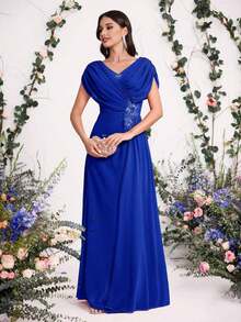 Vestido con flores 3D bordadas para novia, madre de la novia, moda de primavera y verano para fiesta, cita, vacaciones, boda, celebridad, con cintura elegante y falda amplia, para el Día de San Valentín - azul real - Ver 6