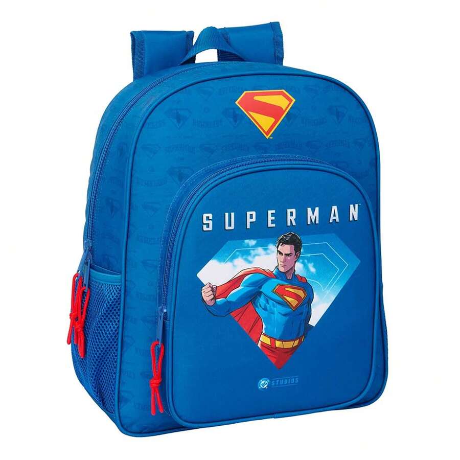 Safta DC Comics | Large Wheeled Backpack Superman Compact Evolution, Removable, Youth School Backpack, Washable, Double Zipper, Front Pocket With Zipper, Side Bottle Holder Pocket - Option 4 - View 1