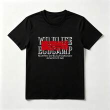 Red Seal Distressed Black Cotton T-Shirt Adventure Style - Black - View 1