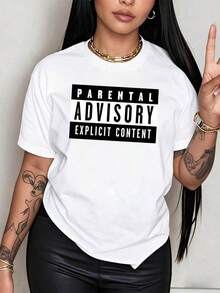 100% Cotton. Parental Warning: Explicit Content. Women's T-Shirt To Show Your Rebellion And Boldness. Striking Lettering In English. 100% Cotton For Casual And Comfortable Wear. Women's Simple Solid Color T-Shirt, Loose And Slim Fit Casual Short Sleeve - 紅色的 - 查看 7