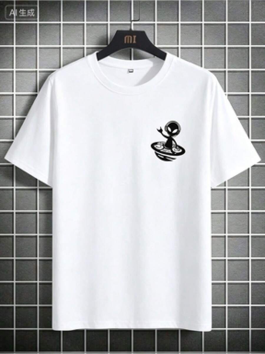 This Casual T-Shirt Features A Simple Print, A Round Neck, And Short Sleeves. The Classic, Basic Design Is Universally Flattering, And The Loose, Relaxed Fit Feels Comfortable And Breathable. The Fine, Soft Texture Is Soft Against The Skin And Breathable, So It Won't Pill Or Lose Its Shape Over Time. The Subtle, Elegant Print Design Is A Must-Have For Summer. This Versatile Piece Pairs Perfectly With All Kinds Of Bottoms-You Can't Go Wrong. - 白色 - 查看 1