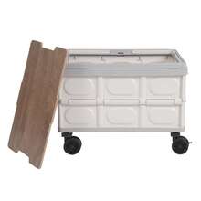 OUKANING Foldable PP Storage Utility Cart, 55L Capacity With Wheels& Removable MDF Top Cover For Indoor Outdoor Camping Picnic - Grey - View 5