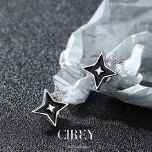 CIREY 1件男士免穿耳耳釘，酷炫暗夜雙星耳夾，星芒軟骨耳釘，時尚個性簡約風星星耳環 - 銀色 - 查看 9