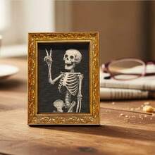 1 pieza Marco de madera Imán de refrigerador, Pegatina de refrigerador con patrón de calavera - Adecuado para el hogar, la oficina, la sala de estudio Decoración del refrigerador - ¡Imán de refrigerador! - Unitalla - Ver 6