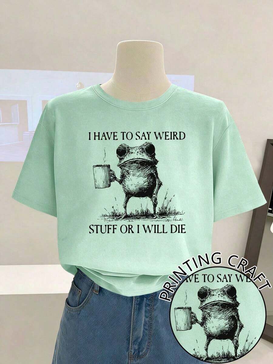 Camiseta de mujer con cuello redondo y hombros caídos, minimalista y adecuada para el verano. - Verde menta - Ver 1
