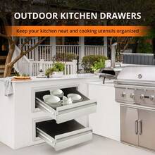 Weatherproof Stainless Steel Outdoor Kitchen Drawer  Built-In Storage Cabinet For BBQ Island & Patio Grill, - Second Floor 18" W X 15" H X 23"D - View 2