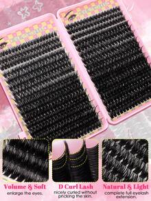 CMAYOME 544/608/640 簇状假睫毛嫁接套装，DIY 自粘睫毛套装，10D+20D+30D+40D+50D+60D+80D+100D+12D+150D 混合密度（9-15mm）单簇分段式假睫毛套装，D型卷翘睫毛嫁接全套；包含睫毛胶水、定型液和嫁接工具。适合日常妆容、派对、外出，也是馈赠亲友的佳品；包含单簇假睫毛、专用睫毛胶水和双色睫毛胶。 - Pink Tweed - 查看 6