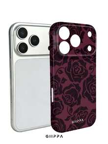 GIIPPA 1. 酒红色玫瑰图案手机壳，适用于 17 Pro Max，兼容 16 Pro Max、15 Pro Max、14 Pro Max，韩版时尚趣味手机壳，适用于11/12/13/14/15/42 Pro Max Plus，优雅设计男女皆宜，是圣诞节、情人节、复活节、婚礼季和生日送给女友的理想礼物。 - 酒紅色 - 查看 2
