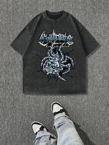 New 2026 Model, 100% Washed Cotton, Urban Casual Style, Suitable For Parties Or Festivals, Soft And Breathable Fabric, Modern Print Design, Unisex, Lightweight And Comfortable To Wear, Vintage Fashion Design. - 黑色 - 查看 12