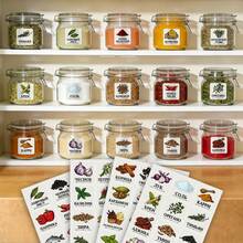 A Set Of 4 Sheets Russian Spice Sticker Labels, 12 Patterns Per Sheet, Total 48 Spice Varieties. Suitable For Kitchen, Food Display, Labeling And Decorating Spices. Waterproof, Oil-Resistant And Durable. - Russian Spice Stickers - View 5