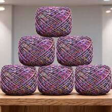 Yarn For Crochet Sequin Sparkle Yarn Set 300g 6 Balls Glitter Crochet Thread Chunky Yarn For DIY Knitting Handmade Crafts Sweater Scarf Hat Making Supplies - Deep Purple - View 17